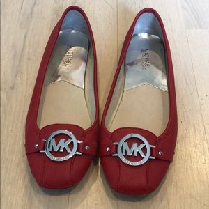 Michael Kors Red Leather Ballet Flats